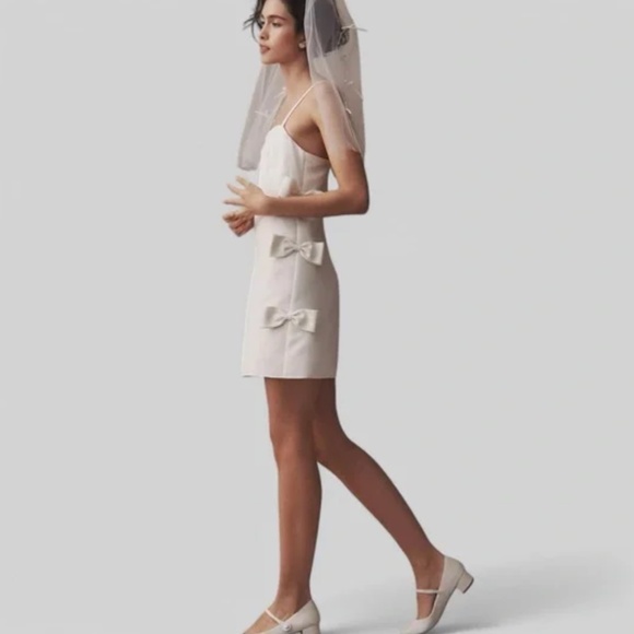 Sleeveless Square-Neck Side-Bow White Mini Dress NWT  Sachin + Babi Medium - Picture 3 of 7